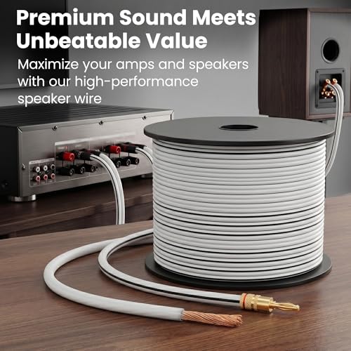GEARit 12 Gauge Speaker Wire 100FT, 12/2 CCA Cable for Home Theater - color: White, size: 12AWG / 100 Feet