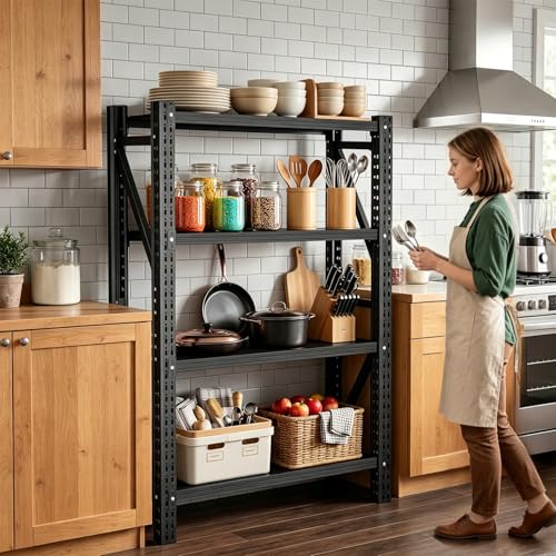 31.5''W Heavy Duty Storage Shelves, 2500LBS Metal Garage Shelving Units, 4 Tier Adjustable Large Industrial Shelves for Warehouse Workshop Basement (31.5''W x 13.8''D x 73.2''H) - size: 73.2"H x 31.5"W x 13.8"D