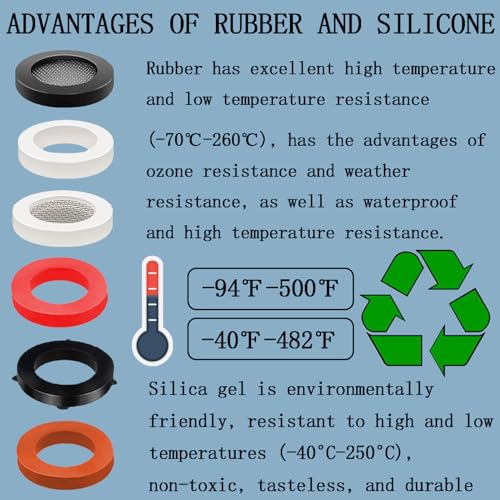 ZDBB 135 Pcs Flat Washer,Silicone and Nitrile Rubber Assortment Kit, Used for Faucet,Shower Head, Garden Hoses, Reusable Flat Washer O Rings - size: OD: 31, 25, 24, 19, 15, 14.5, 11, 9mm