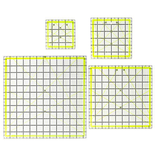 UOOU 4 Sizes Square Quilting Ruler Quilting Template Fabric Cutting Ruler - color: Green-4 Pack