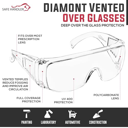 SAFE HANDLER Diamont Vented Over Glasses Safety Glasses - color: Clear