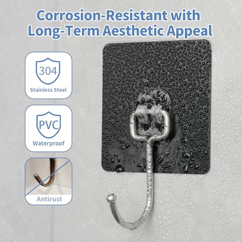 Adhesive Wall Hooks, Heavy Duty Black Sticky Hooks, 10 Pack - color: Black