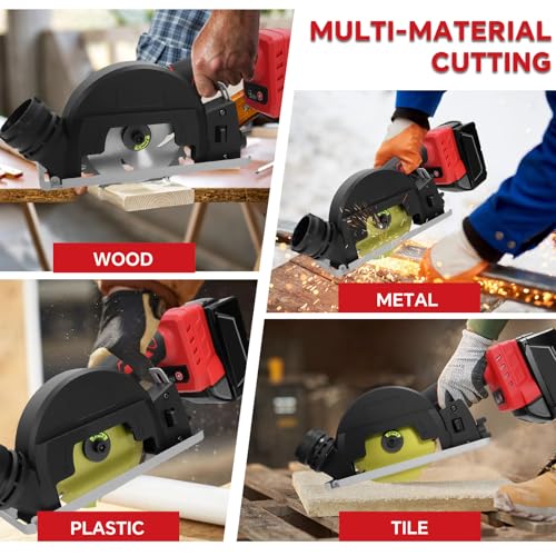 Cordless Mini Circular Saw for Milwaukee 18V Battery, 4" Brushless Power Circular Saws, 12000RPM Small Circular Saw, 2 Blade, Cutting Depth 0.8"(20mm) for Metal, Wood, Plastic(No battery)