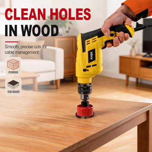 KATA 8PCS Hole Saw Kit 1" to 2-1/8" Hole Saw in Case for Wood, PVC, Plywood - color: 8PC-Red Coated