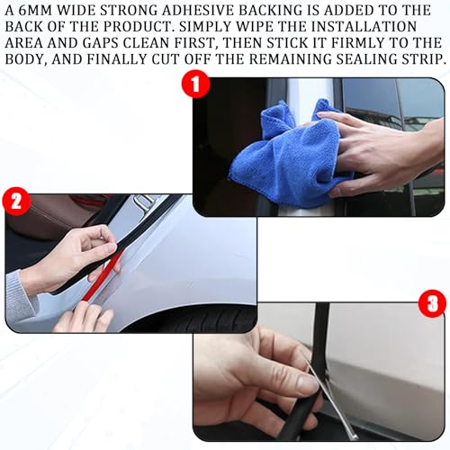 13Ft Weather Stripping Door Seal, Windshield Rubber Strip for Reducing Noise & Dust, Super Flexible Self-Adhesive Rubber Seal Strip Edge Trim Guards for Windshield/Doors Edges/Windows（Z-Shaped）