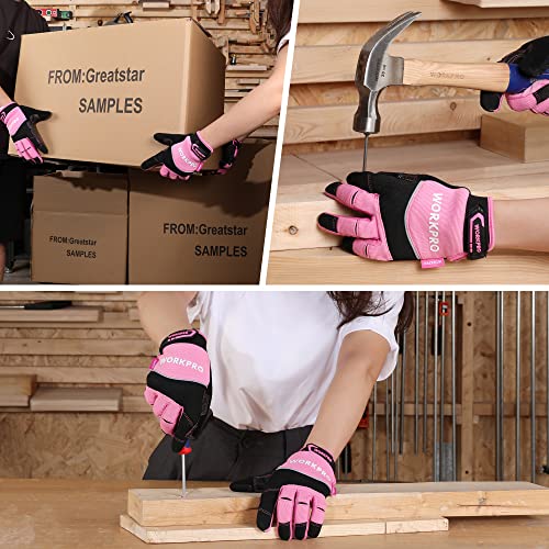 WORKPRO Safety Work Gloves, Mechanic Working Gloves for Men Women, Touch Screen, Terry Fabric, Non-Slip - size: Large (Pack of 1)