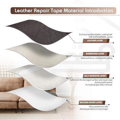 KING MOUNTAIN Leather Repair Patch,2 Packs 9 x 11 Inches self Adhesive Leather Repair Tape for Damaged Leather Furniture, Sofa Seating,Car Seats, Leather Goods（Chocolate Brown） - color: Chocolate Brown, size: 9" x 11"