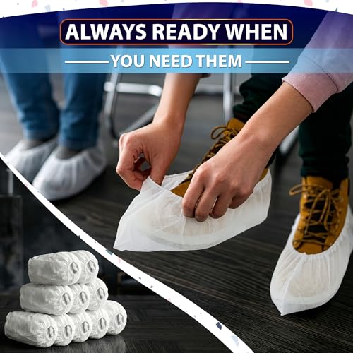 100 Pcs White Shoe Covers Disposable, 50 Pairs Non-Woven for Indoors | Disposable Shoe Covers for Indoors, Stretch Fit Up to 15.7 In, Breathable and Single Use, for Home Use, Cleaning and Tours - style: 50Pairs Disposable White Shoe Covers
