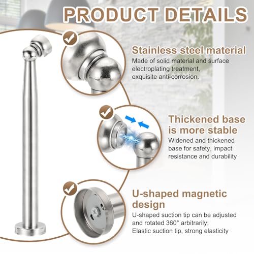 uxcell 10.6" Magnetic Door Stoppers, Wall Floor Mounted Magnetic Door Catch Holder, Stainless Steel Door Stops for Bedroom, Bathroom, Kitchen, Office, Silver - size: 10.6"