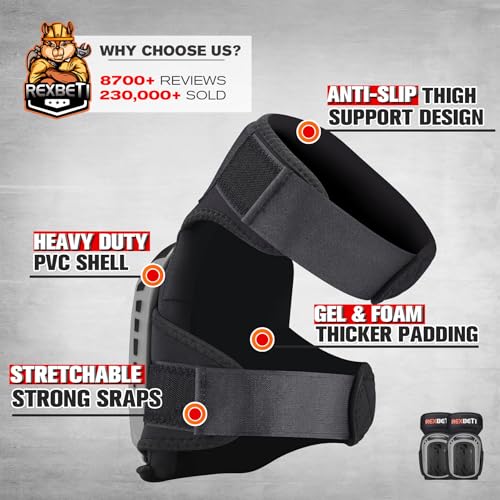 REXBETI Knee Pads for Men, Anti-slip Construction Gel Knee Pads for Work - color: Gray