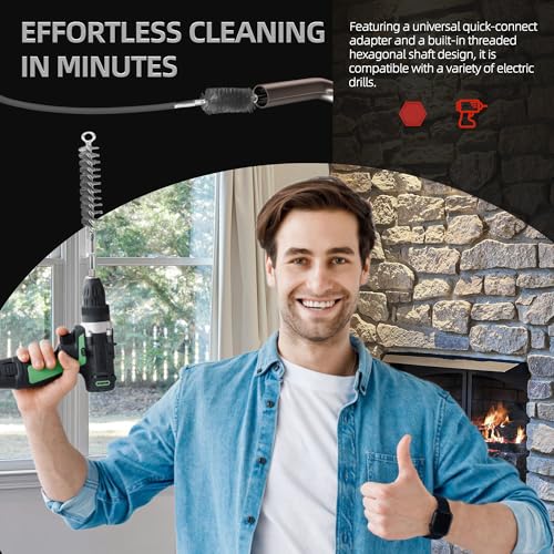 Drill-Powered Chimney Brush & Pipe Cleaning Brush Kit