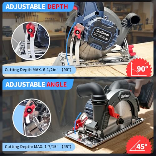 6.5" Cordless Circular Saw with 2x4.0Ah Batteries,Brushless Motor 7000 RPM