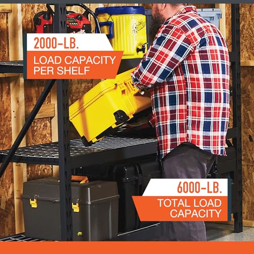 Ironton 3-Tier Steel Shelving Rack, 6,000-Lb. Total Capacity | 2, 000-lb. capacity per shelf, Garage and workshop organization, Accessible storage, Heavy-duty shop use - size: 3 Tier