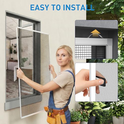 2 Pack White Window Screen Frame Kit with Aluminum Frames Up to 46" X 46" - color: White, size: 46 in X 46 in (2 Pack)