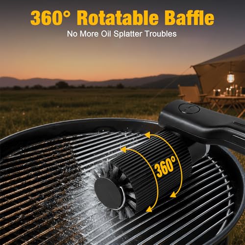 Electric Grill Brush Rechargeable BBQ Cleaning Brush with Rotating Power Scrubber Replaceable Bristle Heads Heavy Duty Grill Cleaner for Outdoor Grill Oven Grates Cast Iron