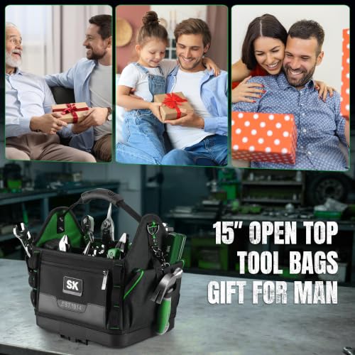 SK 15-Inch Open Top Tool Bag Organizer, Stackable Tool Tote, 1680D Fabric