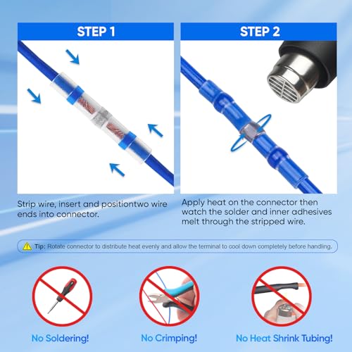 TICONN 100 Pcs Solder Seal Wire Connectors, Heat Shrink Butt Splice - size: Mixed 100 Pieces