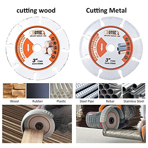 Diamond Saw Blades - BGTEC 3"/75mm Cut-Off Wheel for Metal Wood Angle Grinder, 4pcs - style: Metal+Wood