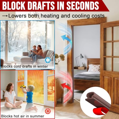 alophoty Door Weather Stripping Door Seal Strip, 23Ft, Brown, 0.35"x0.24" - color: Brown D (W×H: 0.35×0.24 in), size: 23 Ft