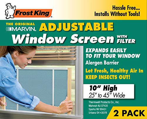 Frost King 2AWS1145 WB Marvin Adjustable Window Screen, 10" high, fits 25 - 45" wide, 2-Pack - style: 10" High x Fits 25-45" Wide (2-Pack) - Filter