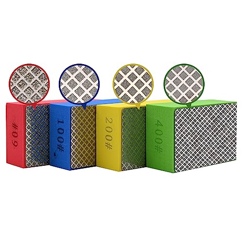 4pcs Diamond Hand Polishing Pads for Ceramic Tile Glass Grinding,Sanding Blocks Polishing 60#,100#,200#,400#