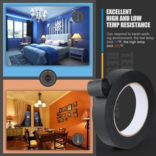Lichamp 2 Pack Black Painters Tape 1 inch, Black Masking Tape 1 inch x 55 Yards x 2 Rolls (110 Total Yards)