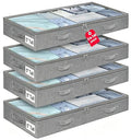 punemi 5 inch High Soft Fabric Low Profile Under Bed Storage, 4 Pack, Grey - color: Grey, size: 4 Pack-5 inch Tall-Soft