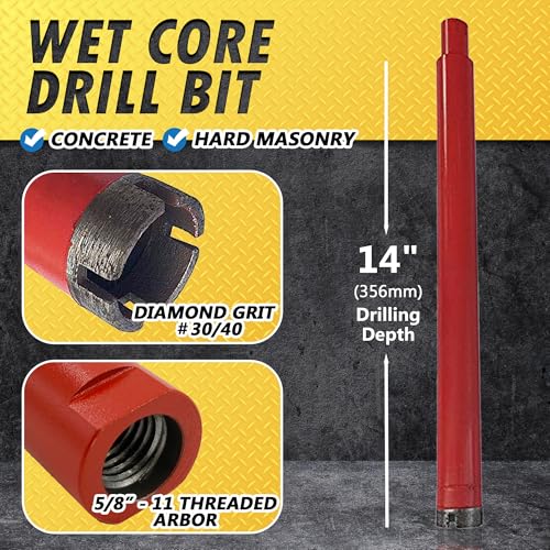 1-1/4" Wet Diamond Core Bit for Concrete & Masonry, 5/8"-11 Arbor - size: 1-1/4 Inch
