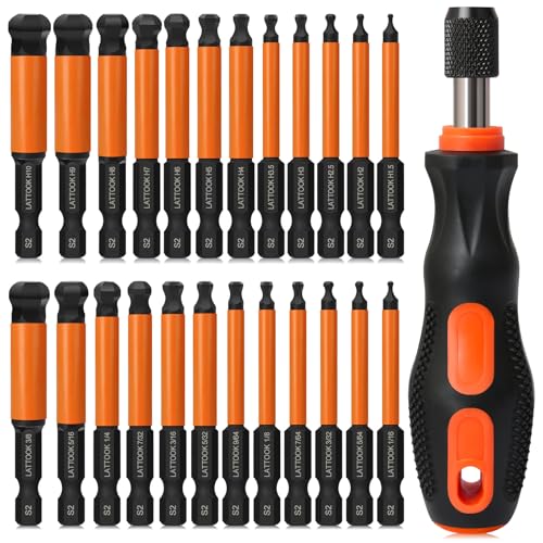 Metric & SAE Ball End Hex Bit Set with Quick Change Bit Driver - style: 24PCS 2.5IN Ball Hex Bits+Bit Driver