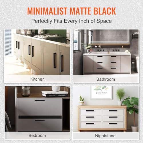 VEVOR 30 Pack Black Cabinet Pulls, 3in / 76mm Center to Center Kitchen Drawer Handles, Rust and Scratch-Resistant Hardware, Stainless Steel Door Handles for Kitchen Bathroom Bar Hardware Matte - size: 3 inch Hole Centers(76mm)