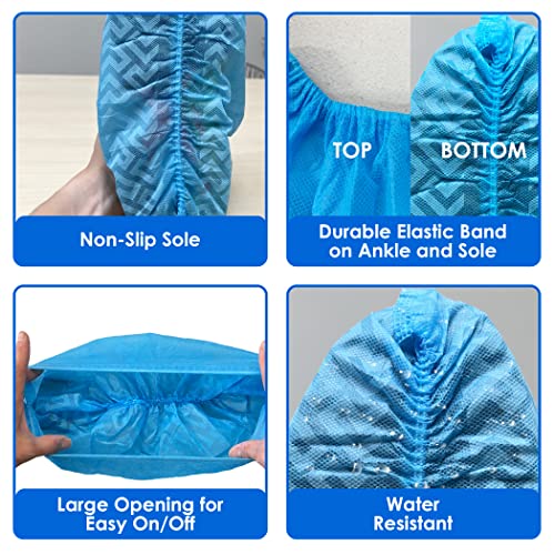 100 Pack XL Blue Shoe Covers Disposable, Non Slip Shoe Booties