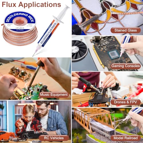 Solder Wick Braid And Solder Flux Paste, No Clean Soldering Flux(10cc) Soldering Remover Tool, 10ft Desoldering Wick Braid For Electronics Repair For Disassemble Electrical Components - style: 2pcs+3pcs