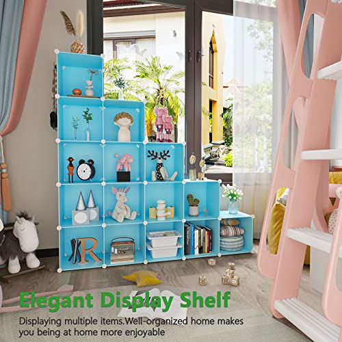 C&AHOME 16 Cube Storage Organizer Cube Shelves Units Storage Cubes, Blue - color: Blue
