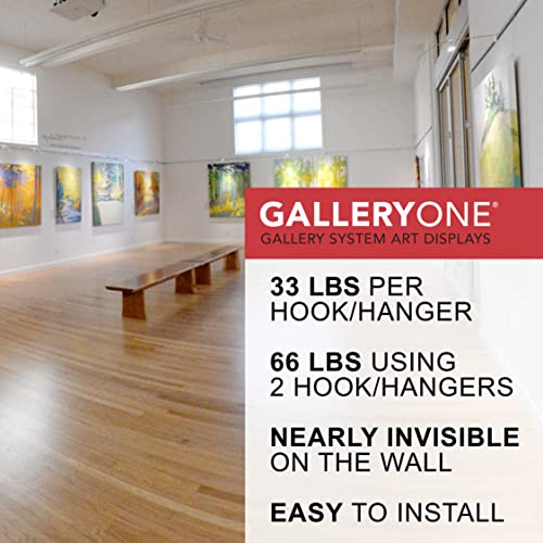 GalleryOne Pro Picture Hanging System Set - Covers 18 ft of Wall Space - Heavy Duty Discreet Picture Rails & Art Hanging Kit Without Nails - for Home or Office - color: Paintable Aluminum
