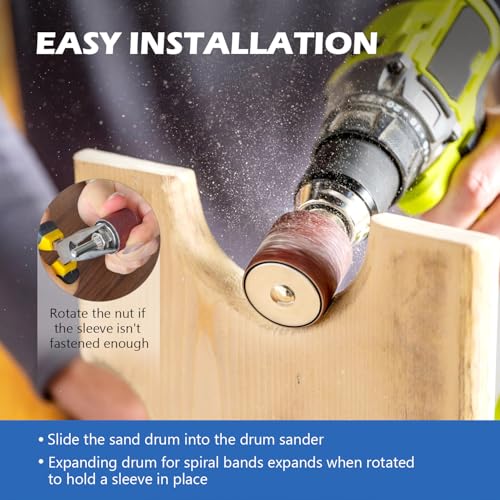 Sanding Drum and Sleeves Set 1-1/2’’,1’’, 1/2’’ with 2 Sandpaper Cleaning Stick - Rubber Eraser, Drill Sanding Kit for Sanding Polishing Multiple Materials Wood Fiberglass Metal, 80, 120 Grit-27PCS - size: Length: 1/2''~1-1/2''(sanding drums & sleeves)