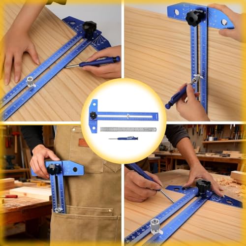 GRENPRO Speed Combination T-Square Woodworking Carpenter Angle Finder Ruler - color: Blue