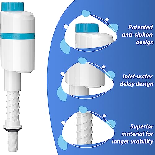 SAMODRA Silent Toilet Fill Valve, Adjustable Water Level, High Performance Flush Valve Replacement Kit, Anti-Siphon, Water-Saving, Easy Install in Minutes