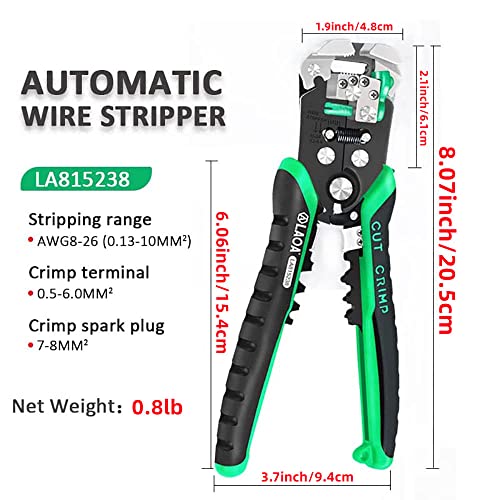 LAOA Automatic Wire Stripper Tool, Self Adjusting Wire Stripper and Crimper, 8-26 AWG Electrical Wire Cutter for Electricians, Alloy Steel Hand Tool