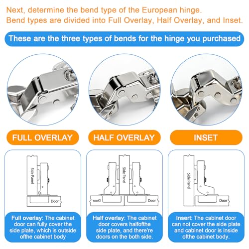 4 Pack Soft Close Cabinet Hinges 35mm, Inset Hinge for Kitchen - size: 35 mm