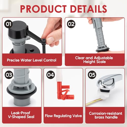 Universal Toilet Flush Valve Replacement Kit, Inside Tank Repair Kit - color: RED 1