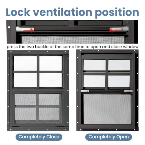 2 Pack Shed Windows, Chicken Coop Windows, 30" x 30" Black - color: Black, size: 30" x 30"