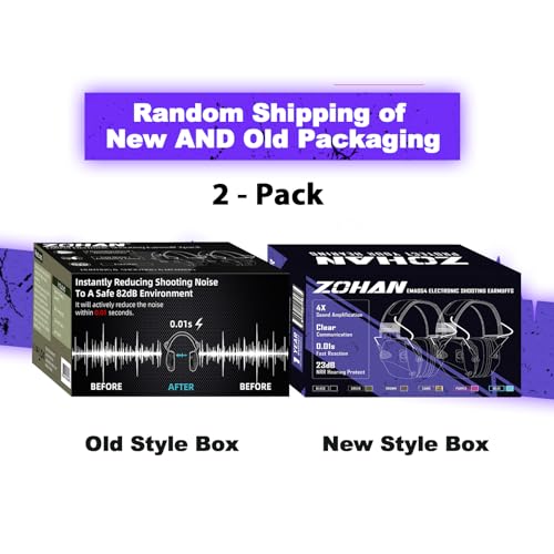 ZOHAN Electronic Shooting Earmuffs Built in Ambient Sound Amplifier, Hearing Protection for Shooters, NRR 23dB Noise Reduction, Ideal Gun Range Ear Protection Headphones for Hunting-Black&Purple - color: With Patches-black&purple