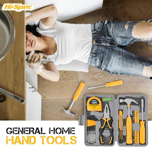 Hi-Spec Small Tool Kit Compact Set for Home and Office DIY, Yellow - color: Yellow