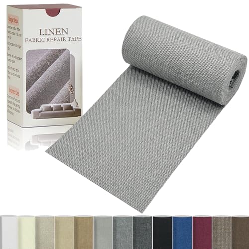 Gheeidau Linen Repair Tape 4x70 Inch Self-Adhesive Couch Patch Repair Fabric Patch for Furniture,Sofas,Cushion,Chairs,Bags,Linen Goods(Light Grey) - color: Light Grey