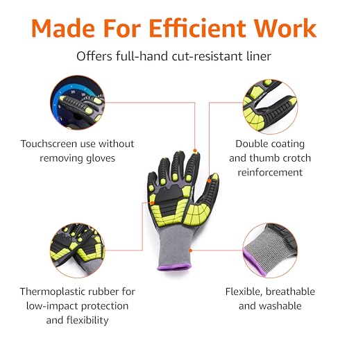 Amazon Basics Cut Level A1, Abrasion ANSI Level A4, Impact Resistant Safety Work Gloves, Touch Screen Friendly, 15G Sandy Nitrile Coated Palm, Yellow, Size 3X-Large, 120-Pack - size: 3X-Large