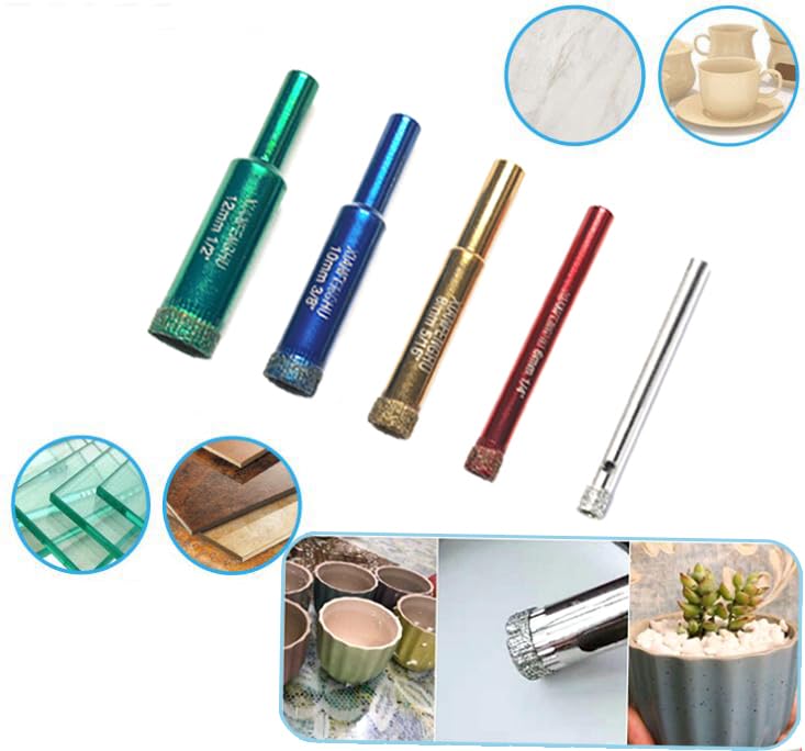 Diamond Drill Bits for Glass, 3/16"-1/2" Diamond Hole Saw Kit | Glass Drill Bit for Ceramic Bottles, Pots, Marble, Tile Cutting 5 PCS - size: 3/16"-1/2"