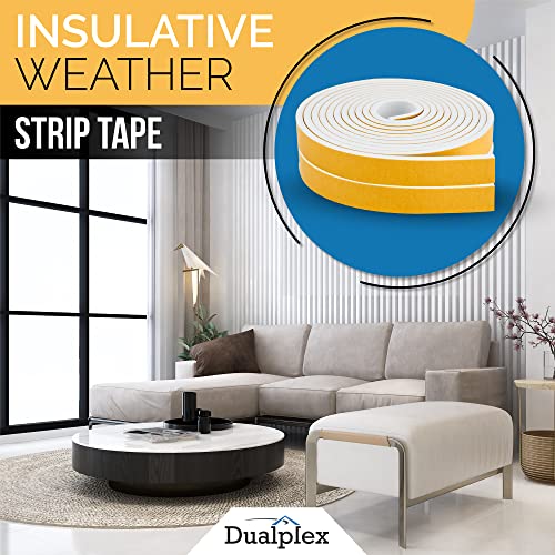 High Density Foam Weather Stripping Door Seal Strip Insulation Tape Roll for Insulating Door Frame, Window, Air Conditioner | Self Adhesive Sealing Weatherstrip (White, 1 in x 1/8 in x 30 Ft) - color: White, size: 1 In x 1/8 In x 30 Ft