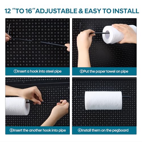 246PCS Pegboard Accessories Organizer Kit,Includes Pegboard Hooks,Bins,Baskets,Paper Towel Holder;Suitable for 1/8 and 1/4 Pegboard,Can be Used for Hanging Tools,Garage Storage,etc. (Black)