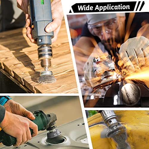 Double Elite Wire Brush for Drill Set 21 Pcs, Abrasive Wire Wheel for Drill 1/4 Inch Hex Shank, Drill Wire Brush Coarse Crimped Carbon Steel, Wire Brush Drill Attachments - style: mixed, 1/4" hex shank