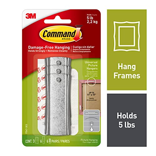 Command Large Universal Frame Hanger, 3-Hangers, 6-Strips, 6-Frame Stabilizer Strips, 4-Pack, Decorate Damage-Free - size: Large, style: 12 Hangers